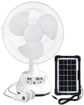 VAR-16200 14” Oscillating 2 Speed standing fan, AC/DC, Solar Panel and bulbs