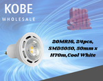 MR16, 24pcs, SMD5050, 50mm x H70m,Cool White - KobeUSA