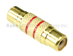 ADA-10205RD Audio Adapter RCA Female Jack to RCA Female Jack, Metal, Gold, RED - KobeUSA