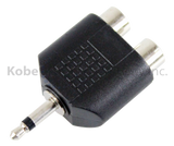 ADA-10210 Audio Adapter 3.5mm Mono Male to Dual RCA Female - KobeUSA