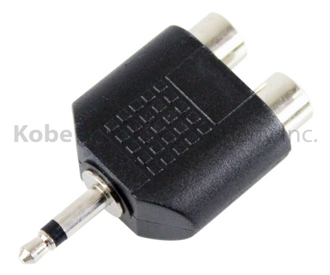 ADA-10210 Audio Adapter 3.5mm Mono Male to Dual RCA Female - KobeUSA