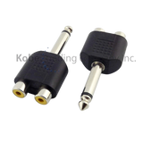 ADA-10220 Audio Adapter 1/4" (6.35mm) Mono Male to Dual RCA Female - KobeUSA