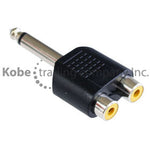 ADA-10220 Audio Adapter 1/4" (6.35mm) Mono Male to Dual RCA Female - KobeUSA