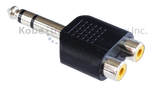 ADA-10225 Audio Adapter 1/4" (6.35mm) Male Stereo to Dual RCA Female - KobeUSA