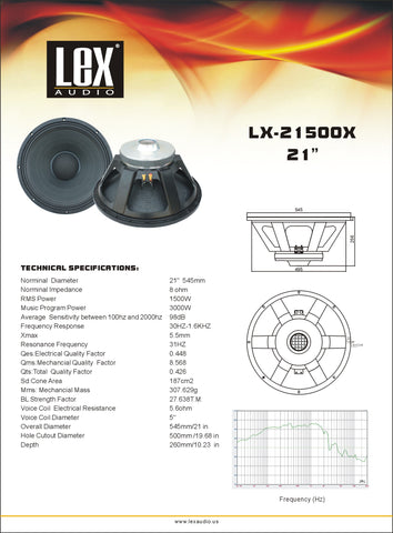 ALT-83325 LX-2150X 21" WOOFER 3000W - KobeUSA