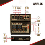 AMP-22105 4 Input Channels Mixer - KobeUSA