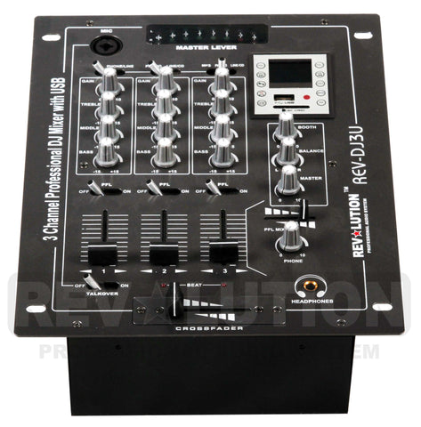 AMP-40110 RV-DJ3U 3CH DJ Mixer with USB/SD player - KobeUSA