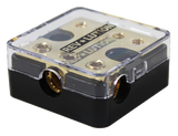 CAR-10195 Power Distributor Three 4GA Input Four 8GA Outputs Brass Materia - KobeUSA