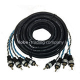 CAR-10399 4CH Black Matt Twisted RCA Cable With AL Foil Shielding 17ft. - KobeUSA