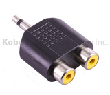 ADA-10210 Audio Adapter 3.5mm Mono Male to Dual RCA Female - KobeUSA