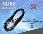 EXT-20287 20285 Instument Cable R/Ang1/4''TS-Straight1/4''TS Tweed - KobeUSA