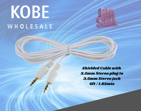 EXT-10435 Shielded Cable with Molded 3.5mm Stereo plug to 3.5mm Stereo jack - KobeUSA