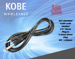 EXT-10445 OFC Shielded Cable with Molded 1/4’’ Mono Plug to 3.5mm Mono Plug 6 ft - KobeUSA