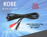 EXT-10470 Cable 3.5mm Stereo Plug to 2 RCA Female 6ft - KobeUSA