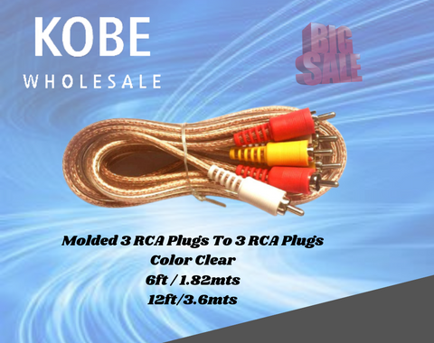 EXT-10421 10422 Audio and Video Cable 3x3 RCA Male - KobeUSA