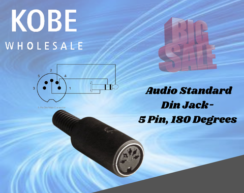 JAC-10237 Standard Audio Din Jack- 5 Pin, 180 Degrees - KobeUSA