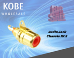 JAC -10215 RCA Jack, Gold, Long Axis Type Chassis Mount RED - KobeUSA