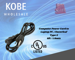 EXT-10240 10241 10246 6FT Computer Power Cord - KobeUSA