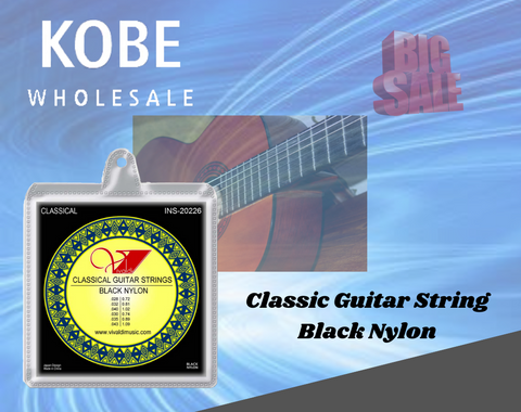 INS-20226 Classical Guitar Strings (6 Strings) Black Nylon, Normal