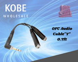 EXT-20590 "Y" Audio Cable OFC Balanced with Revolution Connectors, 1x[1/4'' (6.3mm) Stereo Male 90°] to 2x[1/4'' (6.3mm) Stereo Female] - KobeUSA