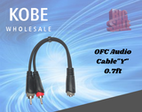 EXT-20570 "Y" Audio Cable OFC with Revolution Connectors, 3.5mm Stereo Female to Dual RCA Male - KobeUSA