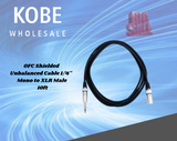 EXT-20526 Microphone Cable Unbalanced with Revolution Connectors, XLR Male to 1/4'' (6.3mm) Mono Male - KobeUSA