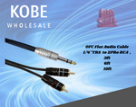 EXT-20510 20515 20520 "Y" Audio Cable with H.D. Revolution Connectors, 1x[1.4" (6.3mm) Stereo Male] to 2xRCA Male 3ft (0.9mts) - KobeUSA