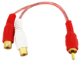EXT-12100 12200 12205 10265 15 cms. 12 in.1 RCA Plug to 2 RCA Jacks Color Clear - KobeUSA