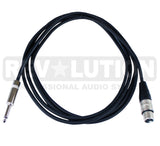 EXT-20160 Microphone Cable Unbalanced with Ningbo Neutrik Connectors, XLR Female to 1/4'' (6.3mm) Mono Male - KobeUSA