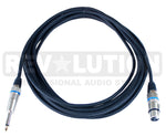 EXT-20190 Microphone Cable Unbalanced with Revolution Connectors, XLR Female to 1/4'' (6.3mm)  Mono Male 33ft - KobeUSA