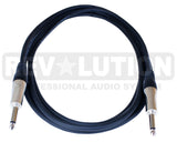 EXT-20265 Instrument Cable with Revolution Connectors, 1/4'' (6.3mm) Mono Male to  1/4'' (6.3mm) Mono Male - KobeUSA