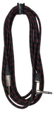 EXT-20287 20285 Instument Cable R/Ang1/4''TS-Straight1/4''TS Tweed - KobeUSA