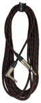 EXT-20287 20285 Instument Cable R/Ang1/4''TS-Straight1/4''TS Tweed - KobeUSA