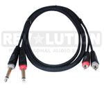 EXT-20370 Audio Cable OFC with Revolution Connectors, 2xRCA Male to 2x[1/4'' (6.3mm) Mono Male] - KobeUSA