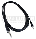 EXT-20430 Audio Cable OFC balanced with Revolution Connectors, 3.5mm Stereo Male to 1/4'' (6.3mm) Stereo Male 6ft (1.8mts) - KobeUSA