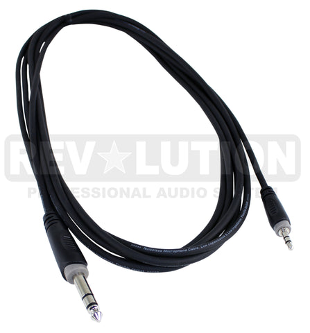 EXT-20430 Audio Cable OFC balanced with Revolution Connectors, 3.5mm Stereo Male to 1/4'' (6.3mm) Stereo Male 6ft (1.8mts) - KobeUSA