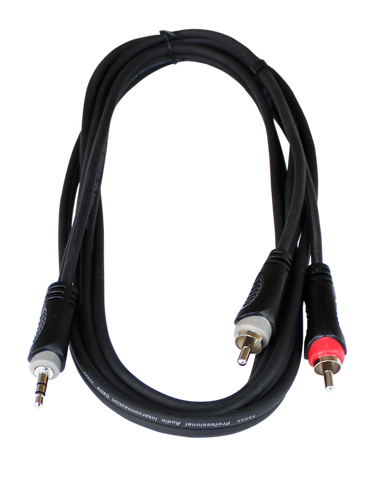 EXT-20502 20500 20490 "Y" Audio Cable OFC with Revolution Connectors, 1x[3.5mm Stereo Male] to 2x[RCA Male] - KobeUSA
