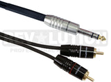 EXT-20510 "Y" Audio Cable with H.D. Revolution Connectors, 1x[1.4" (6.3mm) Stereo Male] to 2xRCA Male 3ft (0.9mts) - KobeUSA