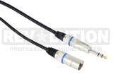 EXT-20525 Microphone Cable Balanced with Revolution Connectors, XLR Male to 1/4'' (6.3mm) Stereo Male 3ft (0.9mts) - KobeUSA