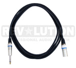 EXT-20526 Microphone Cable Unbalanced with Revolution Connectors, XLR Male to 1/4'' (6.3mm) Mono Male - KobeUSA