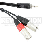 EXT-20605 "Y" Audio Cable OFC with Revolution Connectors, 1x[3.5mm Stereo Male] to 2x[XLR Male] - KobeUSA
