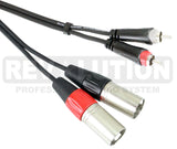 EXT-20625 Audio Cable OFC Unbalanced with Revolution Connectors, 2x RCA Male to 2x XLR Male - KobeUSA