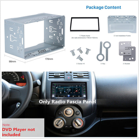 CAR-10690 2DIN Universal Metal Installation Frame Set Fit Double Din Car Dash Radios Stereo - KobeUSA