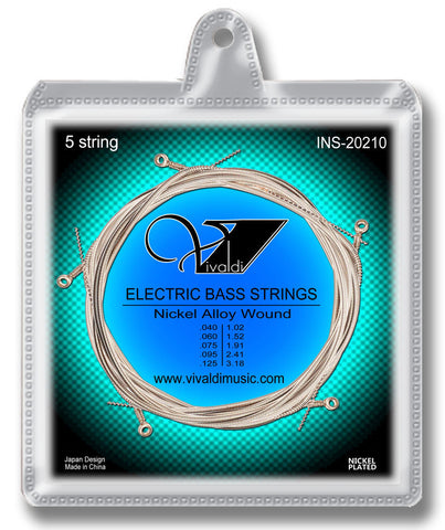 INS-20210 Electrical Bass Strings (5 Strings) Nickel Alloy Wound, Super Light - KobeUSA
