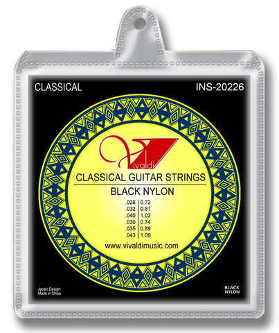 INS-20226 Classical Guitar Strings (6 Strings) Black Nylon, Normal - KobeUSA