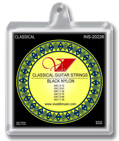 INS-20226 Classical Guitar Strings (6 Strings) Black Nylon, Normal - KobeUSA