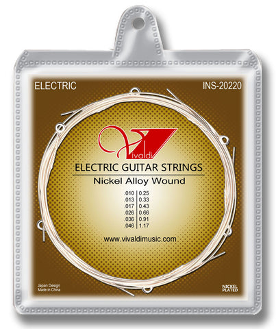 INS-20220 Electrical Guitar Strings (6 strings) Nickel Alloy Wound, Super Light - KobeUSA