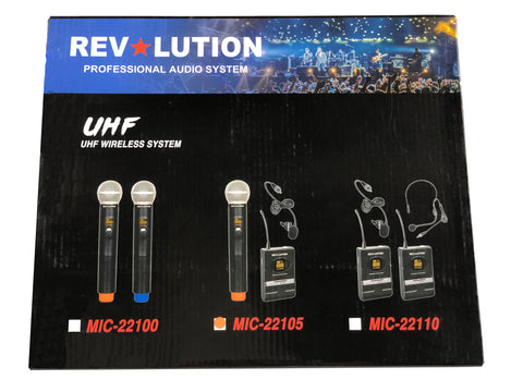 MIC-22105 UHF Wireless Microphone with 1 handheld and 1 Lavalier - KobeUSA