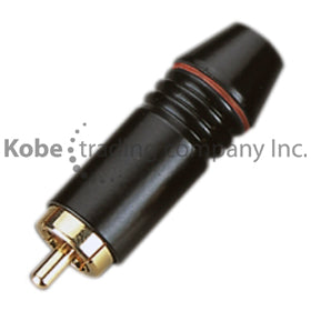 PLU-10244 RCA plug brown with red indicator, quality for audio & video best anti-kink protection gold - KobeUSA