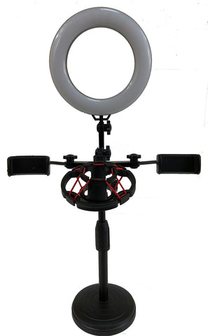STD-30500 Live Broadcast Stand - Tablet & Phone Desk Stand with LED Light for Live Streaming - KobeUSA